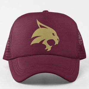 NEW Texas State Bobcats Gold Logo Foam Trucker Mesh Snapback Hat MAROON